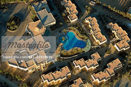 Vue aérienne du ballonnet de l'hotel and swimming pool, Tozeur, Tunisie, l'Afrique du Nord, Afrique