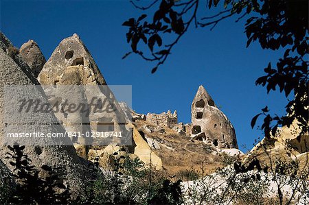 Formations rocheuses dans la vallée des pigeons, Göreme, Cappadoce, Anatolie, Turquie, Asie mineure, Eurasie