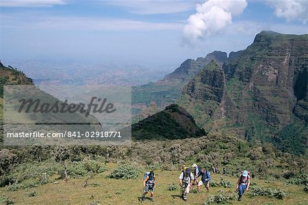 Trekking, Parc National du Simien, Site du patrimoine mondial de l'UNESCO, l'Ethiopie, Afrique
