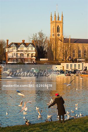 Hampton church and River Thames, Surrey, England, United Kingdom, Europe