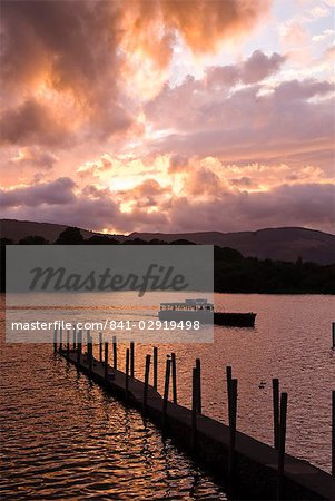 Derwentwater at sunset, Lake District National Park, Cumbria, England, United Kingdom, Europe
