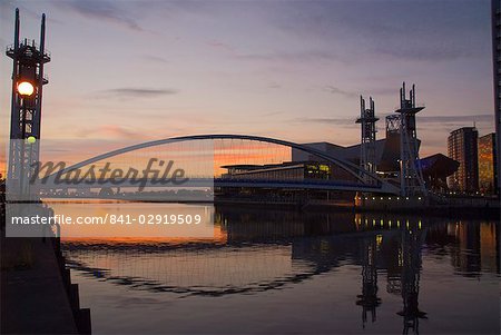 Lowry Centre at dusk, Salford Quays, Manchester, England, United Kingdom, Europe