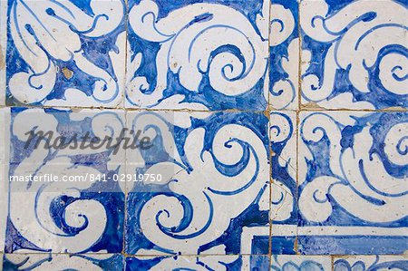 Medieval tilework Evora University, Evora, Alentejo, Portugal, Europe