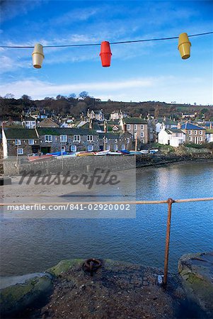 Lumières de Noël, Mousehole, Cornwall, Angleterre, Royaume-Uni, Europe