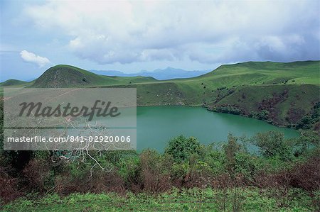 Crater lake at Manengouba, Western Cameroun, Cameroon, Africa