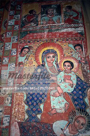 Church paintings, Narga Selassie, Dek, Lake Tana, Ethiopia, Africa