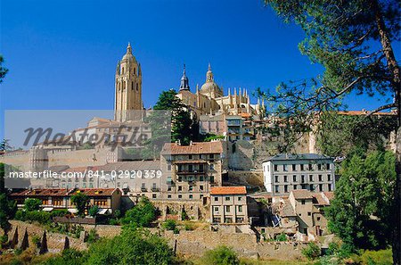 Blick auf die Kathedrale, Segovia, Castilla y León, Spanien, Europa