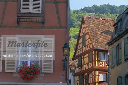 Timbered houses, Kaysersberg, Haut-Rhin, Alsace, France, Europe