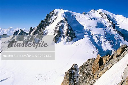 View to Mont Blanc, Aiguille du Midi, Chamonix, Haute-Savoie, Rhone-Alpes, France, Europe