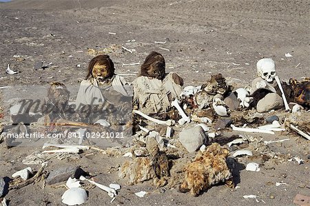 Human remains preserved over 500 years, Chauchilla cemetery, Nazca, Peru, South America