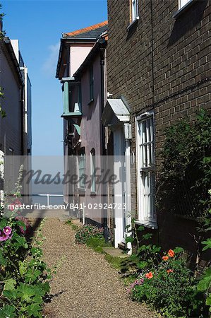 Cottages and sea, Southwold, Suffolk, England, United Kingdom, Europe