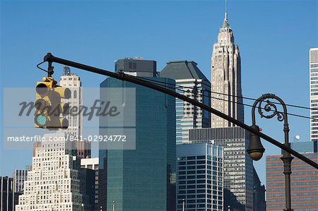 Feux de signalisation et les immeubles de grande hauteur, New York City, New York, États-Unis d'Amérique, Amérique du Nord