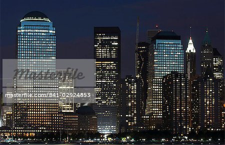 World Financial Center buildings and Lower Manhattan skyline across the Hudson River, New York City, New York, United States of America, North America