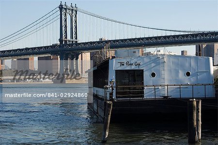 The River Cafe and Manhattan Bridge, New York City, New York, United States of America, North America