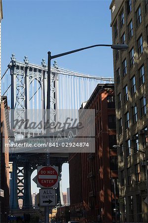 Pont de Manhattan, le quartier de DUMBO (Down Under Manhattan pont Viaduc), Brooklyn, New York City, New York, États-Unis d'Amérique, Amérique du Nord