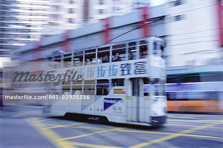 Tram travelling at speed, Hong Kong Island, Hong Kong, China, Asia