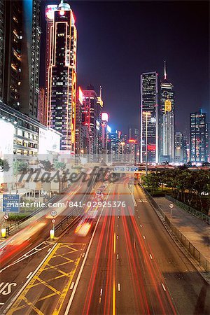 Gloucester Road at night, Causeway Bay, Hong Kong Island, Hong Kong, China, Asia