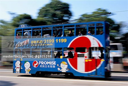 Tramway bleu, Causeway Bay, Hong Kong Island, Hong Kong, Chine, Asie