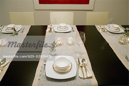 High angle view of place setting on a dining table