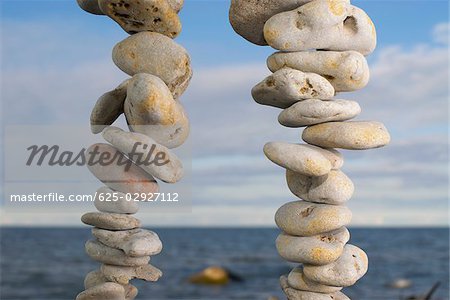 Close-up of stacks of rocks