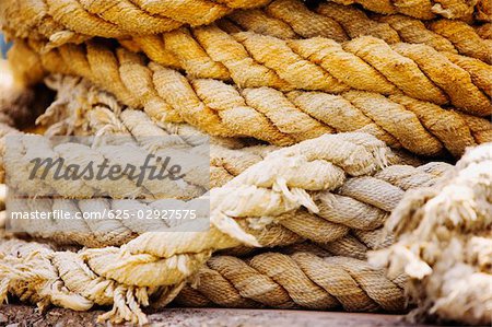 Gros plan d'un tas de corde, Sorrento, péninsule de Sorrente, Province de Naples, Campanie, Italie