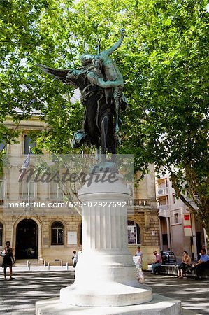 Low angle view of a statue, Place Jean Moulin, Bordeaux, France