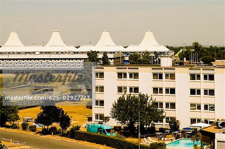 High angle view of a hotel in a city, Bordeaux Lake, Bordeaux, Aquitaine, France