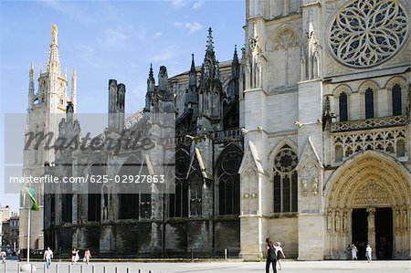 Facade of a church, Bordeaux Cathedral, Tour Pey Berland, Bordeaux, Aquitaine, France