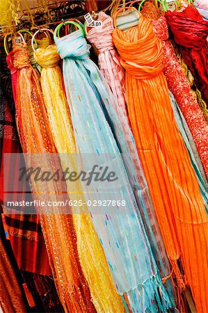 Close-up of stoles at a market stall, Sorrento, Sorrentine Peninsula, Naples Province, Campania, Italy