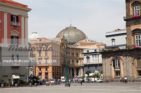 Buildings at a town square, Galleria Umberto I, Royal Palace of Turin, Piazza del Plebiscito, Naples, Naples Province, Campania, Italy