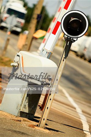 Stoplight at a railroad crossing, Loire Valley, France