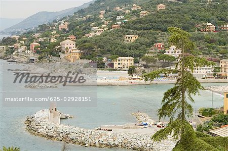 High angle view of the sea, Recco, Liguria, Italy
