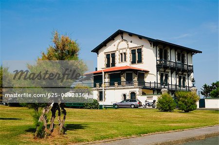 Lawn in front of a house, Biarritz, Basque Country, Pyrenees-Atlantiques, Aquitaine, France