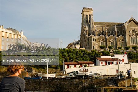 Low angle view of a cathedral in a city, Eglise Sainte Eugenie, Biarritz, France