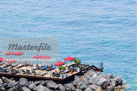 High angle view of a group of people on a platform, Marina Grande, Capri, Sorrento, Naples Province, Campania, Italy