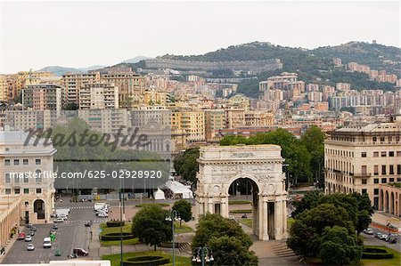 High Angle View of eine Stadtansicht, Piazza Della Vittoria, Genua, Ligurien, Italien