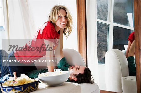 Portrait of a young couple romancing