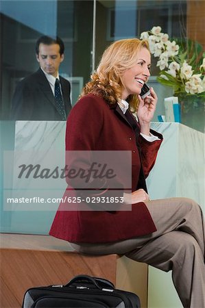 Side profile of a businesswoman talking on a mobile phone