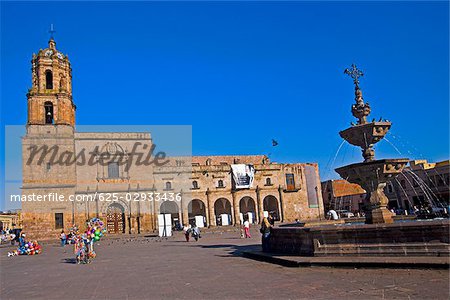 Group of people in front of a church, Church of San Francisco, convent of San Francisco, Plaza Valladolid, Morelia, Michoacan State, Mexico