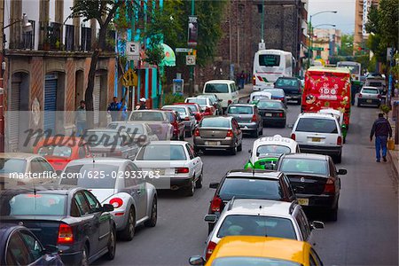 Traffic jam on a road, Mexico City, Mexico