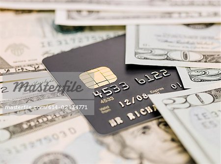 Banknotes and credit card