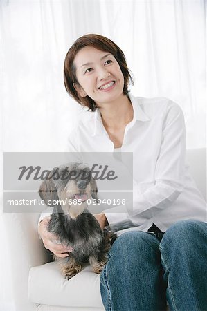 Young woman and Dachshund