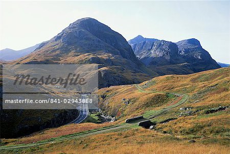 Glencoe et les trois sœurs, la région des Highlands, Ecosse, Royaume-Uni, Europe