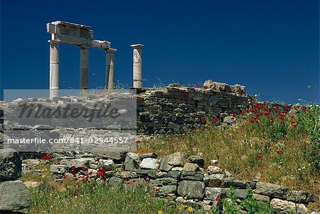 Temple d'Apollon à Délos, Site du patrimoine mondial de l'UNESCO, îles grecques, Grèce, Europe