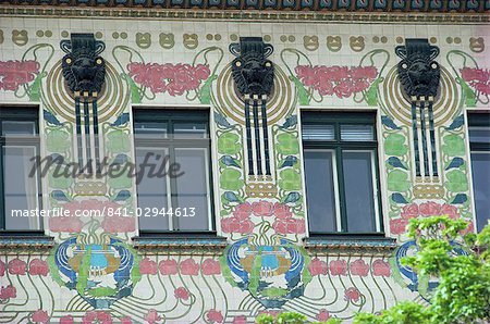 Détail de la décoration de la maison, sécessionnistes, Otto Wagner, Wienzele Street, Vienne, Autriche, Europe