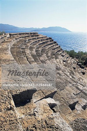 Le grec du vie siècle de style théâtre de Psellos, Kas (Antiphellus), Anatolie, Turquie, Asie mineure, Eurasie