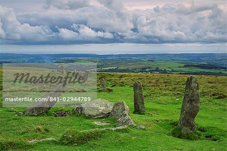 Stone Row at Stall Moor, Dartmoor National Park, Devon, England, United Kingdom, Europe