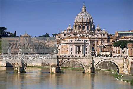 St. Peters and River Tiber, Rome, Lazio, Italy, Europe