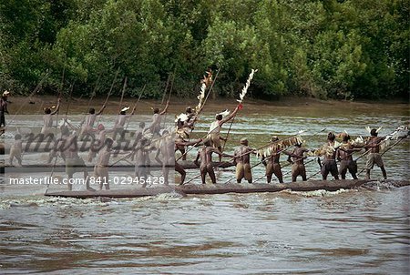 Canoe race, Basiem, Irian Jaya, Indonesia, Southeast Asia, Asia