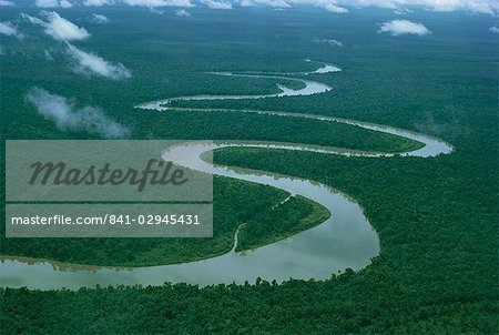 Meandering river, Irian Jaya, Indonesia, Southeast Asia, Asia